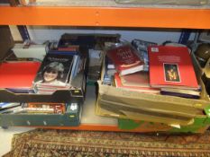 Assorted boxes of books with titles relating to royalty and antiques