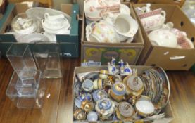 Four boxes of china and glassware to include a collection of Wedgwood "Campion" pattern dinner