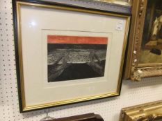ENGLISH SCHOOL "Seascape", coloured etching, indistinctly signed and dated '96, No'd. 46/50, bears