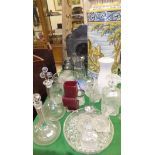 A collection of various glassware to include 19th Century facet cut glass water jug,