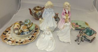 A collection of decorative china and other wares to include a Royal Doulton figurine "Faith",