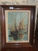 R CERMAK "Study of sailing boats", oil on board,