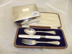 A George V silver Christening set comprising spoon,