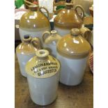 A collection of six stoneware flagons / jars to include examples inscribed "Hector & Co.,