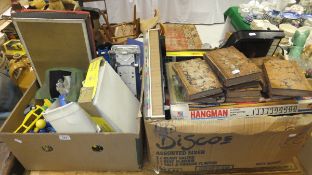 Two boxes of vintage toys and games, to include musical miniature grand piano,