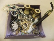 A box containing assorted jewellery etc, to include beaded necklaces,