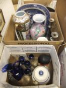 Two boxes of sundry china and glass ware to include various vintage tea wares, trinket boxes, etc,