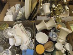 Five boxes of assorted china, glass, etc, to include decorative tea wares, soup bowls, ramekins,