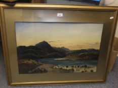 BRITISH SCHOOL "Landscape study of Scottish river scene with hills rising in background",