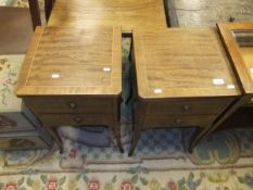 A pair of 20th Century mahogany two drawer bedside chests on slender square tapered splayed