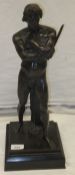 A circa 1900 Continental bronze figure of "David", a gladius sword in his right hand,