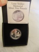 A Lone Soldier Memorial silver £5 coin,