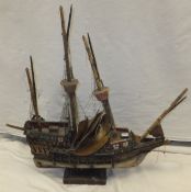 A scratch built painted treen ware model of the Spanish treasure galleon "San Philip 1588"