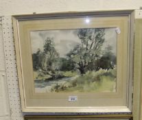 E M DIXON "Wooded landscape", watercolour,