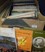 A box of LP records,