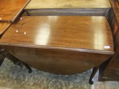 A 19th Century mahogany oval drop leaf dining table on turned tapering legs to pad feet