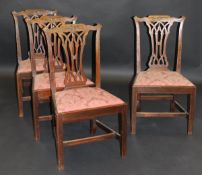 A set of four 19th Century mahogany Chippendale style dining chairs with acanthus and rope twist