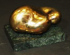 JIM RICHIE "Reclining form", bronze, on marble stand, together with a circa 1974 catalogue signed