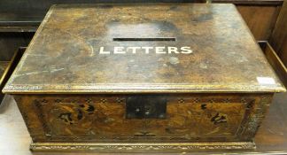 A 17th Century oak and inlaid bible box converted to a letter box