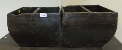 Two wooden trugs *