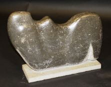 LEWIS "Recumbent nude", a modernist carved stone sculpture on a block base,