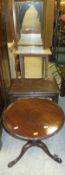 A circa 1900 mahogany pedestal table, a nest of three rectangular oak tables,