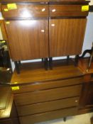 A mahogany Meredew chest of four drawers, two bedside tables,