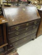 An 18th Century mahogany bureau, the fall front opening to reveal fitted interior,