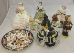 A collection of figurines and decorative china to include a Coalport "Rose" figure, No'd.