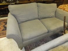 A John Lewis two seat sofa and matching armchair CONDITION REPORTS Overall in used and worn