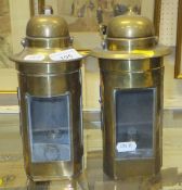 Two World War II binnacle lamps, one stamped "L.S.