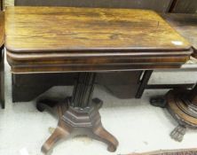 A Victorian rosewood fold over tea table,
