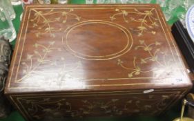 A 20th Century Anglo Indian mahogany and inlaid box with fitted interior