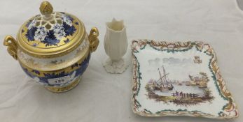 A Coalport pot pourri and cover with cobalt blue and gilt decoration,