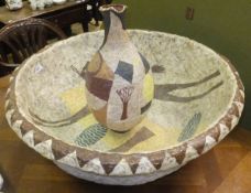 A Dan Wright jug and bowl with abstract figural decoration