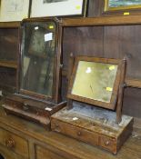 An 18th Century walnut toilet mirror with single drawer to base,
