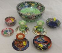 A collection of Maling ware to include a "Columbine green" pattern bowl,