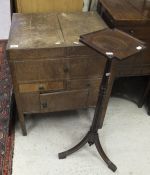 A 19th Century oak wash stand raised on square legs and a circa 192 mahogany pedestal plant stand