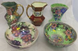 A collection of Maling ware to include an "Azalea printed patch light gold" pattern fruit bowl,