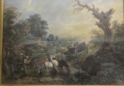 19TH CENTURY ENGLISH SCHOOL IN THE MANNER OF THOMAS SIDNEY COOPER "Cattle by water's edge with