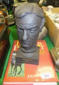 A Wedgwood black basalt bust of Lester K Piggott, OBE, limited edition No'd. 182/500, specially