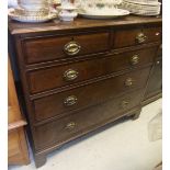 A 19th Century oak and crossbanded chest of two short over three long drawers,