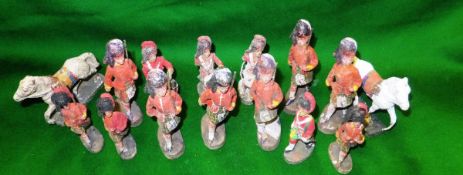 A collection of Elastolin "Royal Scots Guards" figures including four horses, three riders,