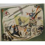 AFTER WASSILY KANDINSKY (1866-1944) "Untitled composition, aubergine", chromolithograph, limited