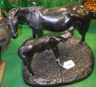 A 20th Century Russian painted cast iron figure group of mare and foal, date 1968  CONDITION REPORTS