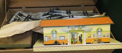 A Hornby 0 gauge transfer decorated tin plate train set with track, locomotive,