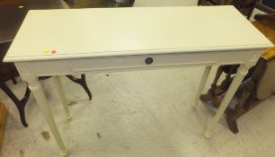 Two modern painted console tables in the Louis XVI manner