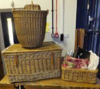 A large wicker hamper,