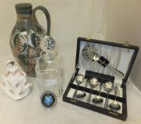 Two boxes of miscellaneous items to include a Royal Worcester figure "Sweet Rose",