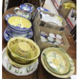 A large quantity of hand-painted Italian pottery table wares to include Solimene, Este Ceramiche,
